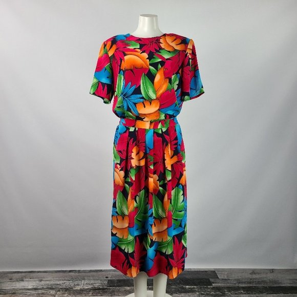 Vintage Dresses & Skirts - Vintage Collections Matching Tropical Skirt Top Set